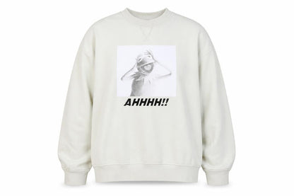 H&M Womens White Graphic Sweatshirt, Pullover Size 12