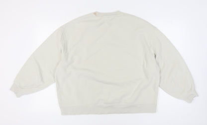 H&M Womens White Graphic Sweatshirt, Pullover Size 12