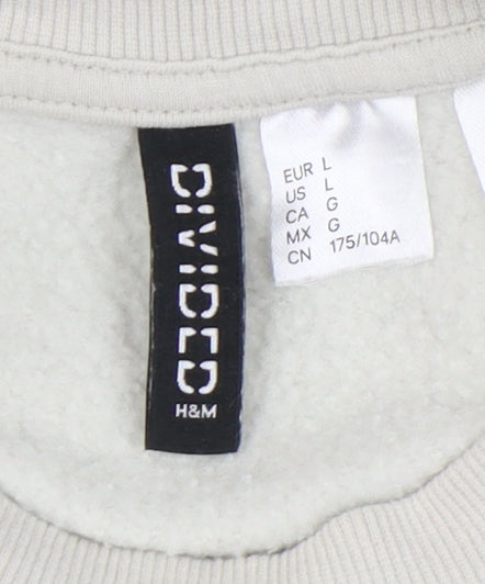 H&M Unisex White Graphic Sweatshirt, Size 12 Pullover