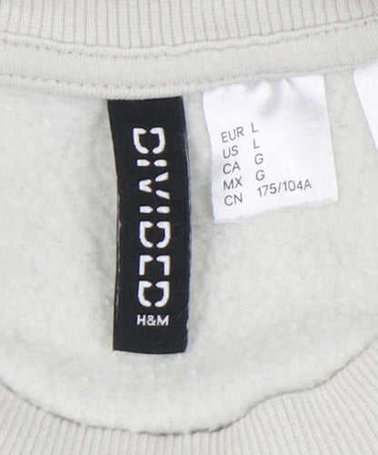 H&M Womens White Graphic Sweatshirt, Pullover Size 12