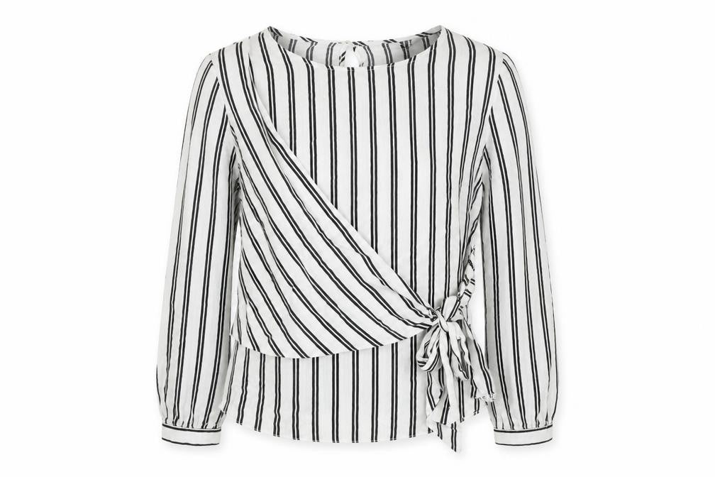 New Look Women's White Striped Long Sleeve Top