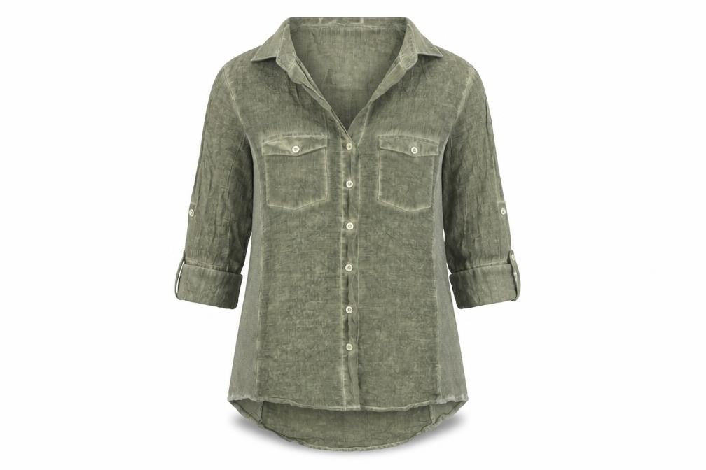Pologarage Green Button-Up Shirt Women Size 4