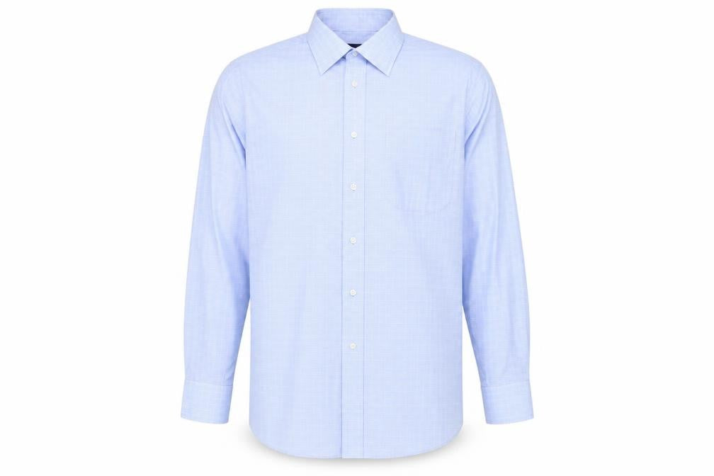 Debenhams Men's Blue Check Long Sleeve Shirt - Size 15