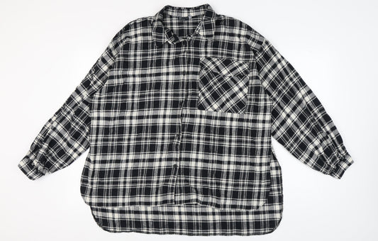 ASOS DESIGN Women's Black Plaid Button-Up Shirt Size 16