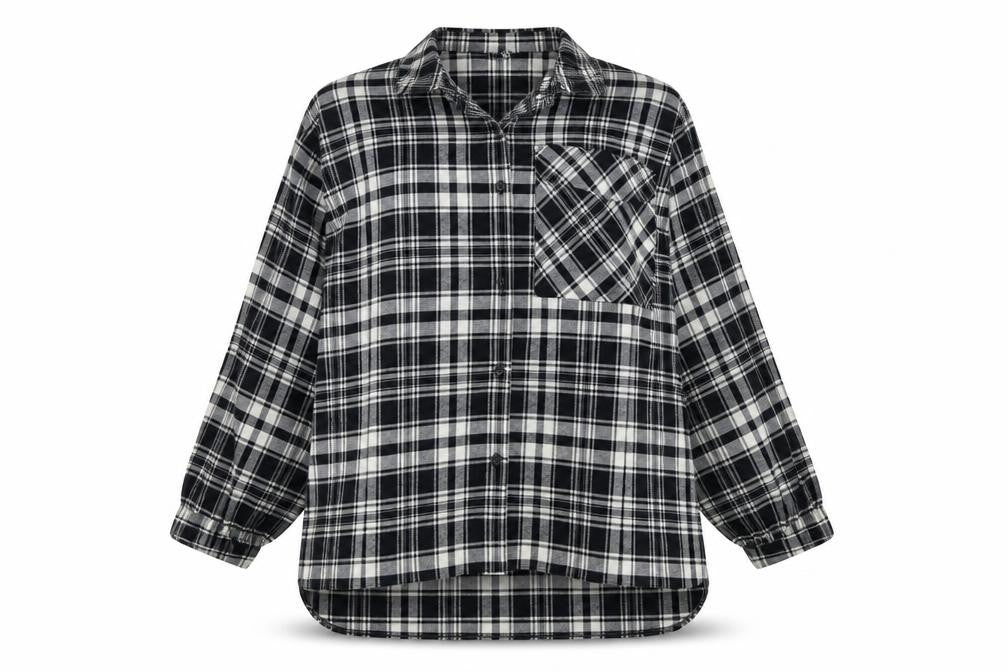 ASOS DESIGN Women's Black Plaid Button-Up Shirt Size 16