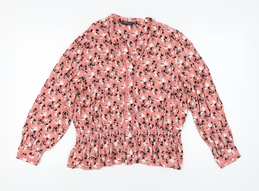 Marks and Spencer Women's Pink Floral Blouse Size 18
