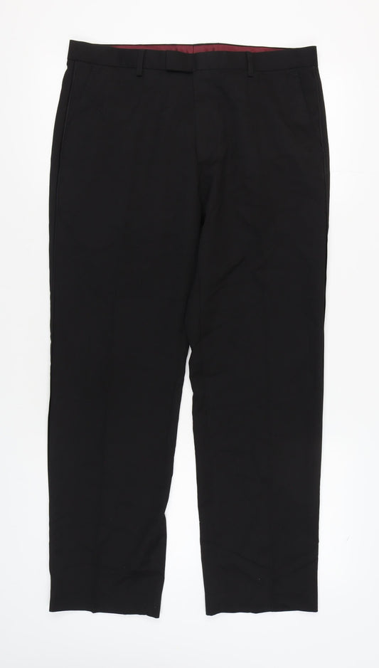 Marks & Spencer Men's Black Regular Fit Trousers