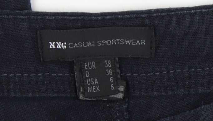 MNG Women's Blue Casual Straight Trousers Size 10