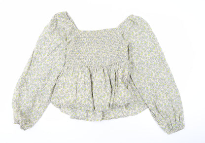 Additional front view of Next girls’ floral cropped blouse - multicoloured, 15 years