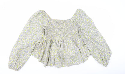 Back view of Next girls’ floral cropped blouse - multicoloured, 15 years