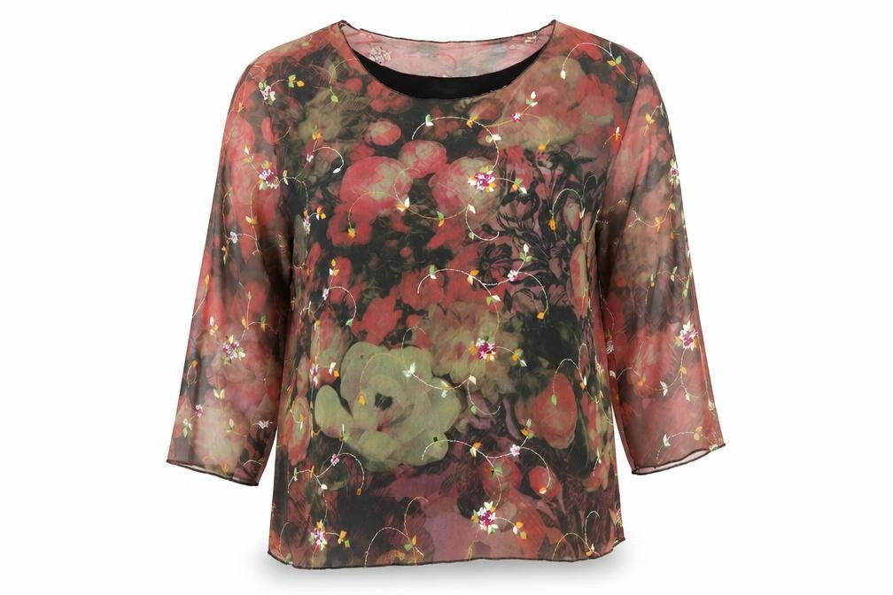 Alexara Women's Multicoloured Floral Blouse, XL, Embroidered
