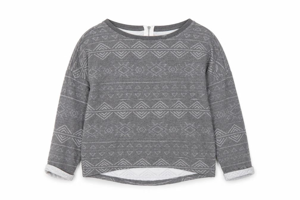 ONLY Women’s Grey Geometric Sweatshirt, M, Casual