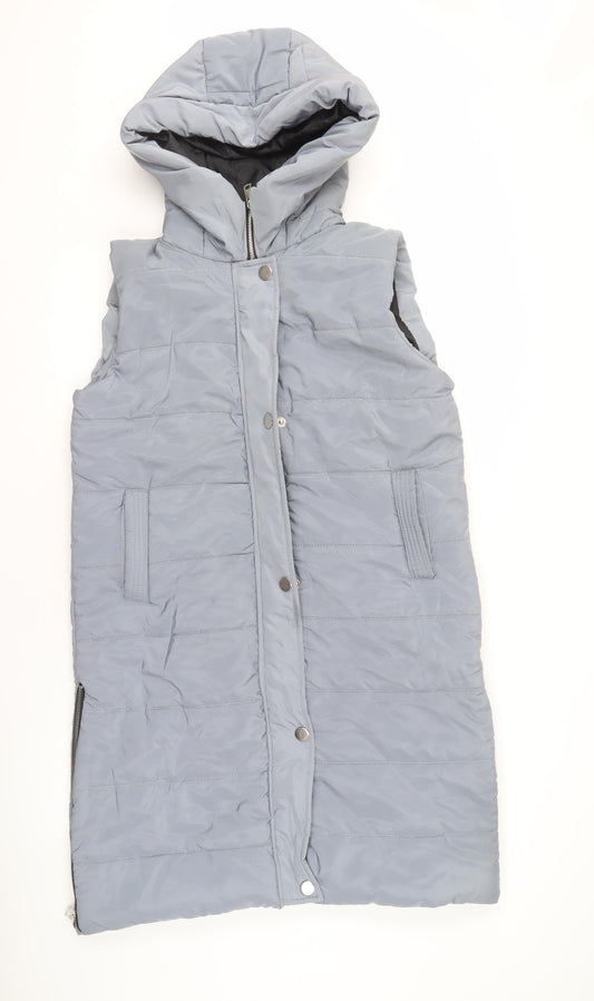 QED LDN Women's Grey M Puffer Jacket Hooded
