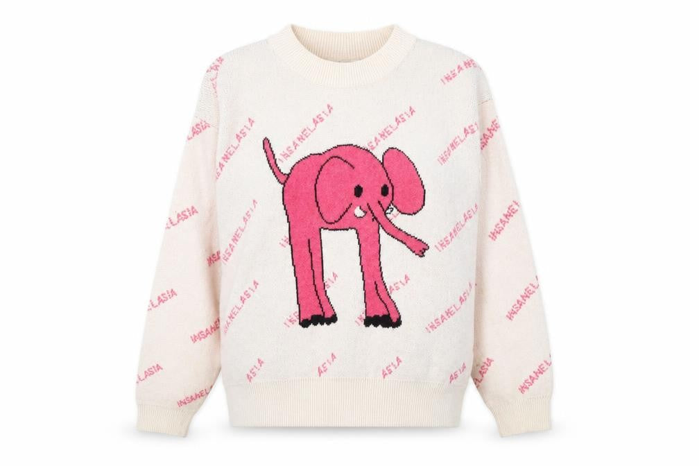 INSANELASIA Women's Beige Elephant Jumper M