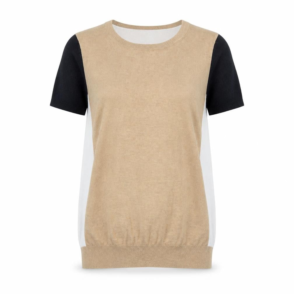 Next Women's Beige Colourblock Ringer T-Shirt - Size 8