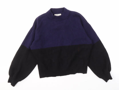 Mango Women's Black & Blue Pullover Jumper Size S