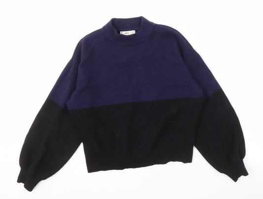 MNG Women's Black & Blue Pullover Jumper Size S