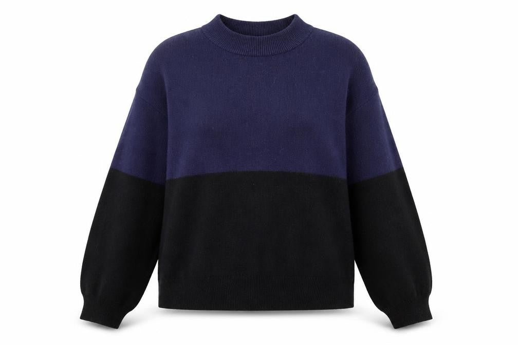 MNG Women's Black & Blue Pullover Jumper Size S