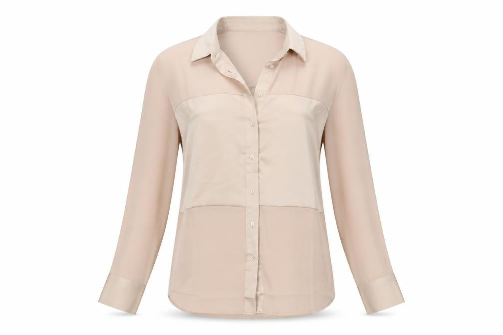 MNG Women's Beige Blouse, Size L - Regular Fit