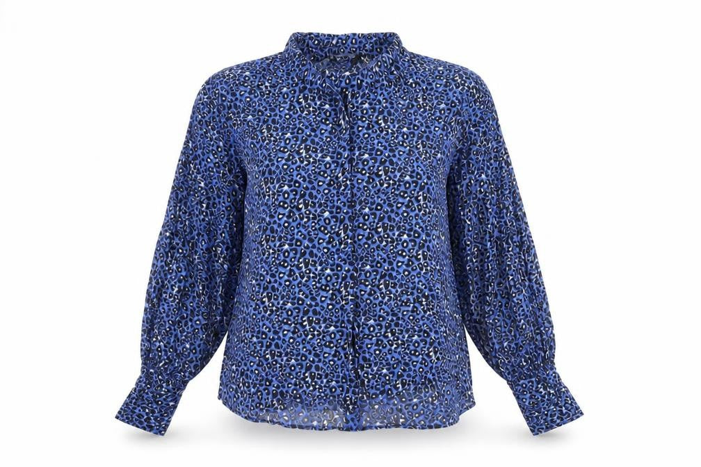 Zara Women's Blue Black Animal Print Blouse Size 12