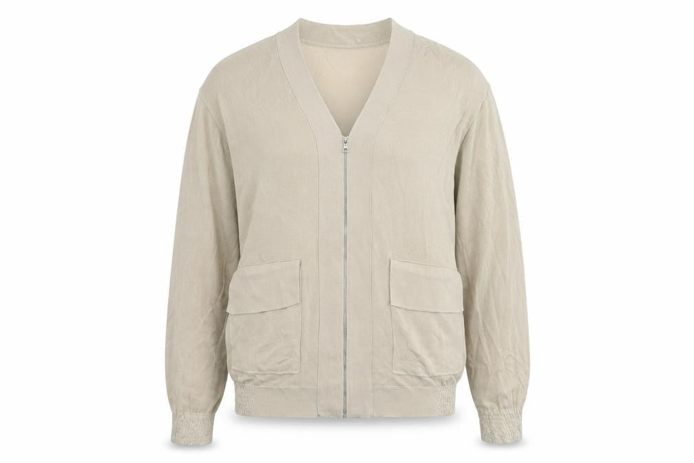 Zara Women's Beige Full Zip V-Neck Jumper, Size S