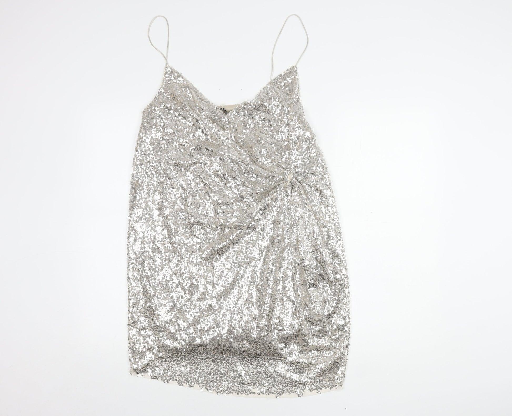 zara silver slip dress NWT ZARA SS21 SILVER BACK LACED SLIP DRESS 2298/054