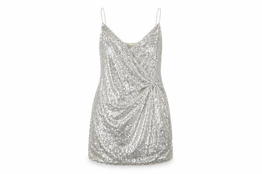 Zara Women's Silver Slip Sequin Party Dress XL