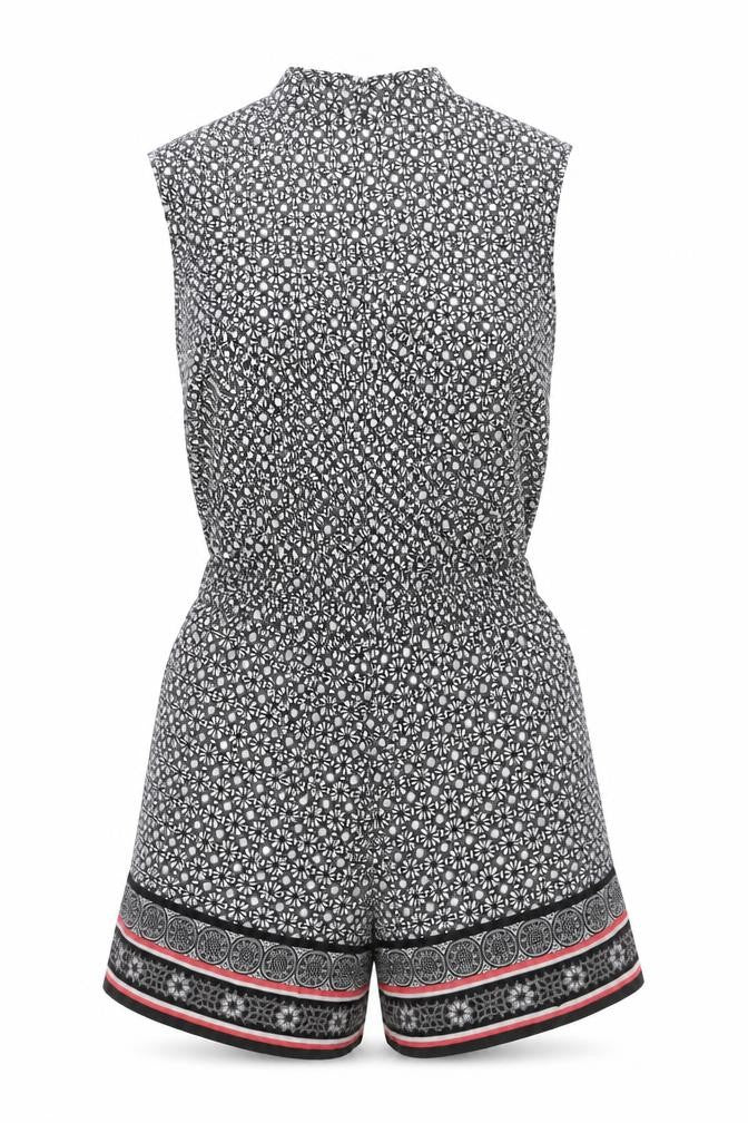 New Look Women's Black Geometric Playsuit Size 8