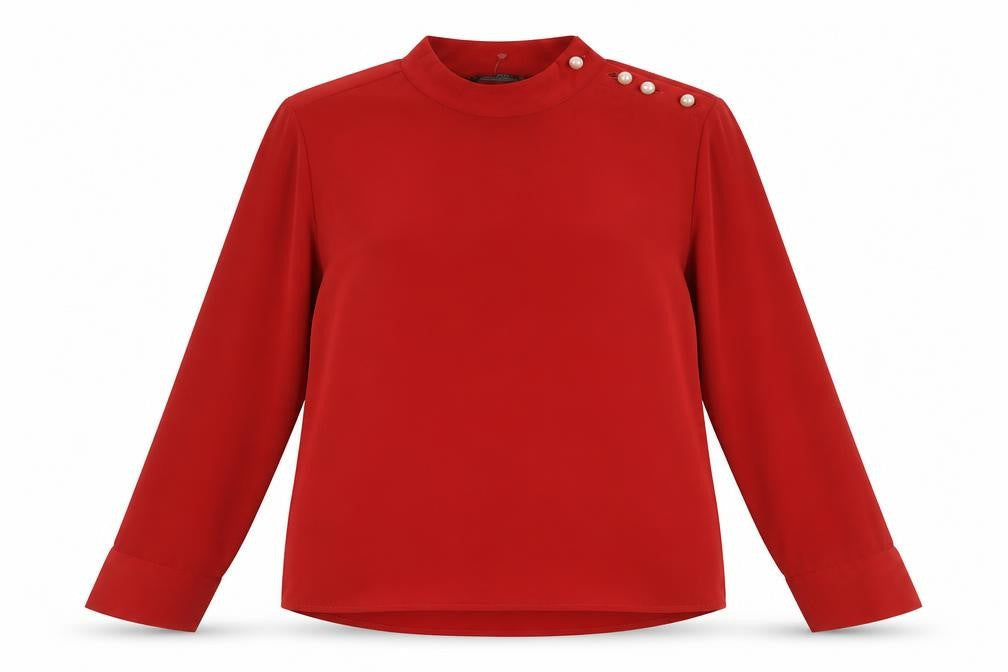 Zara Basic Red Women's High Neck Blouse Size 14