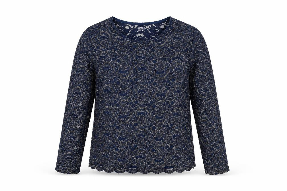 Damart Women's Blue Lace Blouse, Size 10