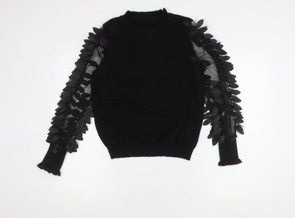 QED London Women's Black Pullover Jumper S with Embroidery