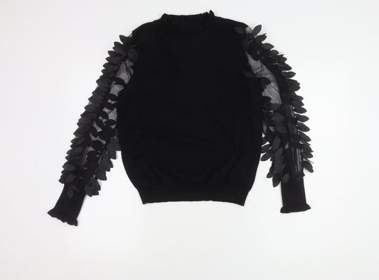 QED London Women's Black Pullover Jumper S with Embroidery