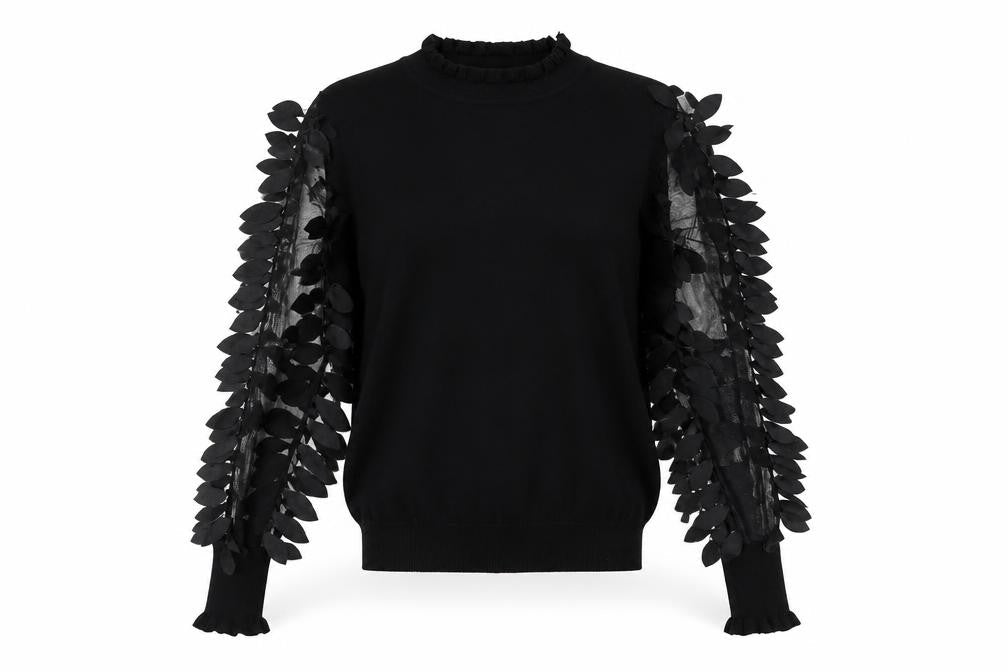 QED London Women's Black Pullover Jumper S with Embroidery