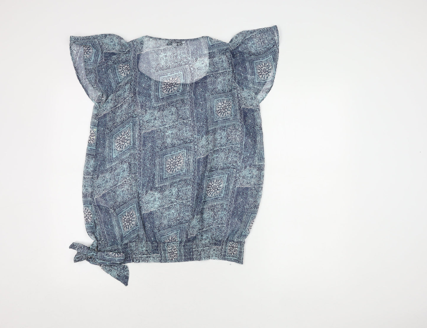 Debenhams Women's Blue Tunic Blouse, Size 12, Geometric Design