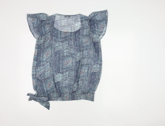 Debenhams Women's Blue Tunic Blouse, Size 12, Geometric Design
