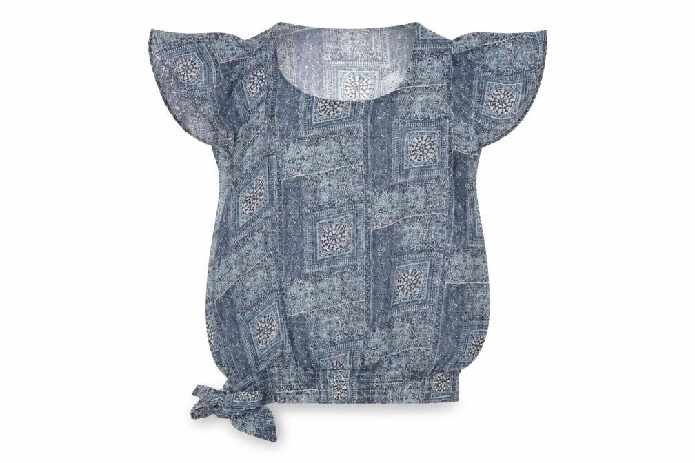 Debenhams Women's Blue Tunic Blouse, Size 12, Geometric Design