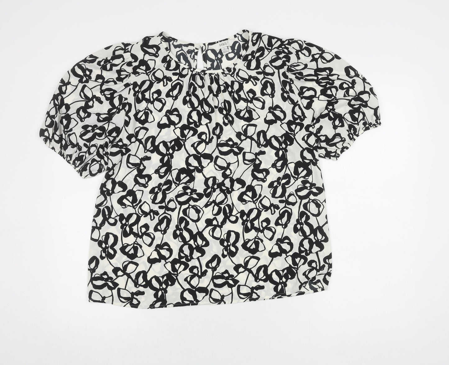 Marks and Spencer Women's Black Floral Blouse Size 12