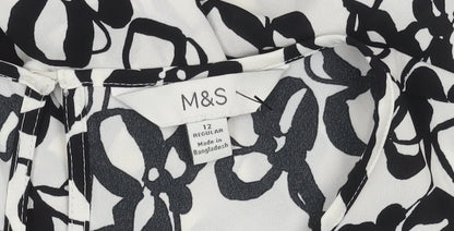 Marks & Spencer Women's Black Floral Blouse Size 12