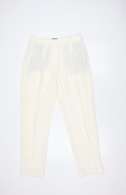 Marks and Spencer Women's Ivory Pleated Trousers Size 12