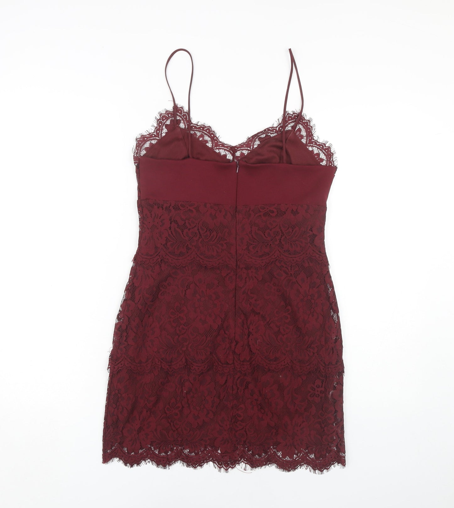 Topshop Women's Red Lace Slip Dress Size 12