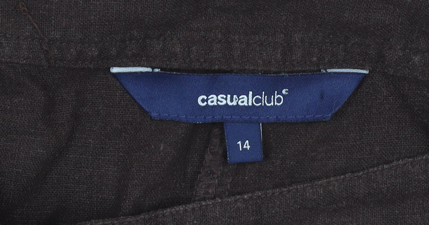 Casual Club Women's Brown Skirt, Size 14, Linen Blend