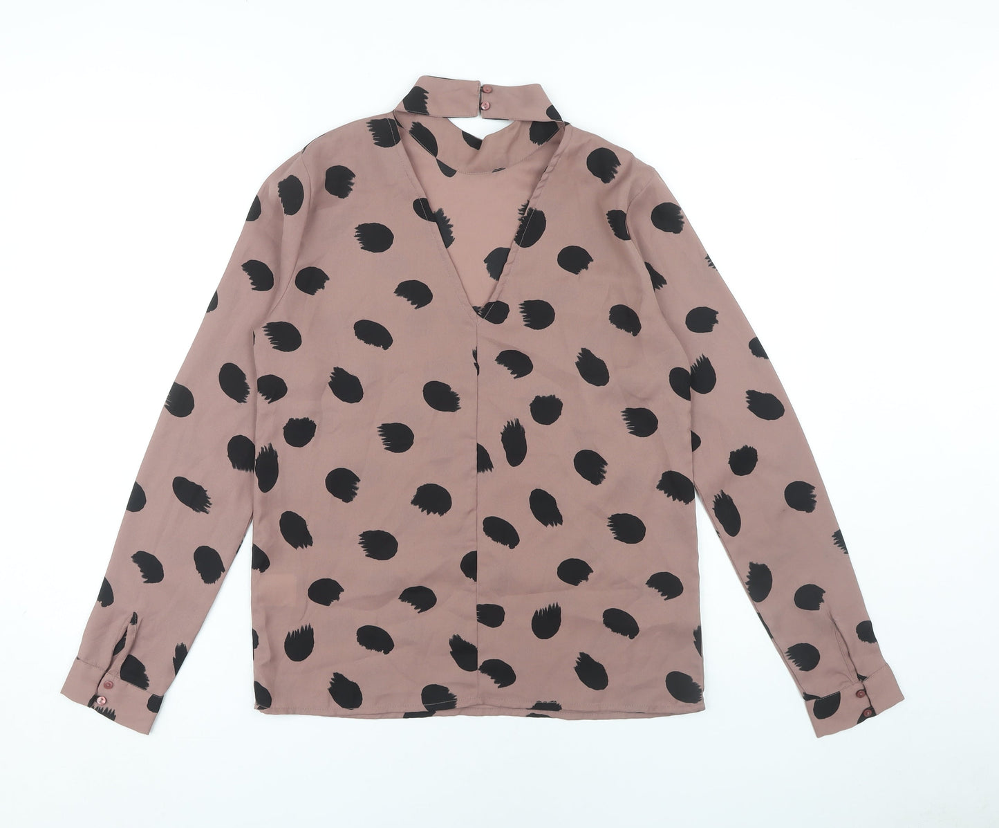 ICHI Women's Brown Polka Dot Blouse Size 6