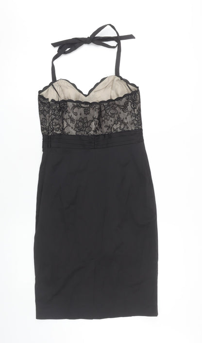 Next Women's Black Size 8 Halter Lace Cocktail Dress