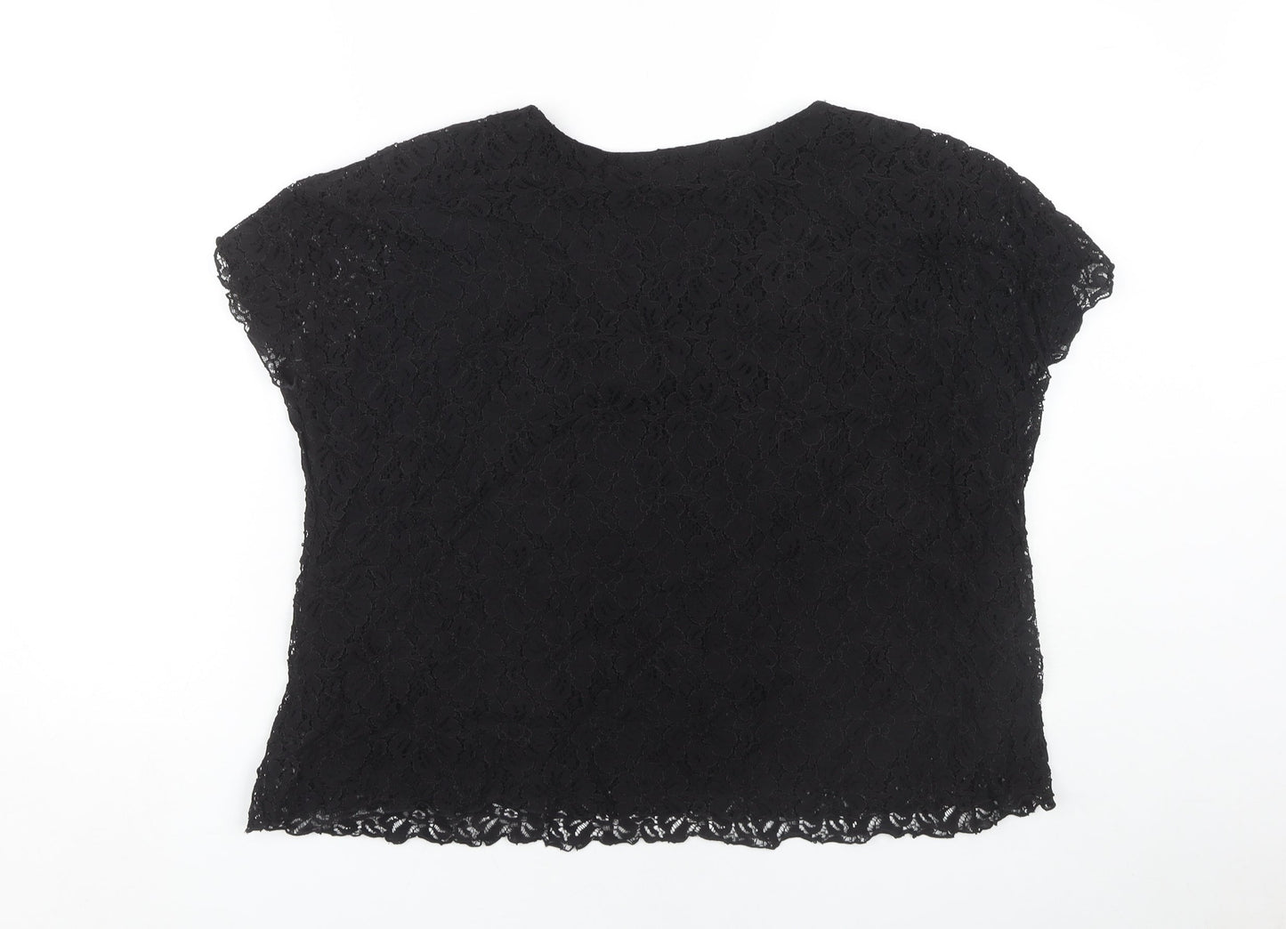 Saloos Women's Black Lace V-Neck Plus Size Blouse 2XL