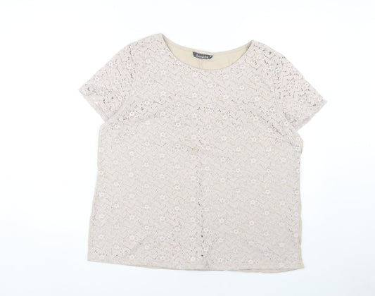 Bonmarché Women's Beige Lace Blouse Size 18