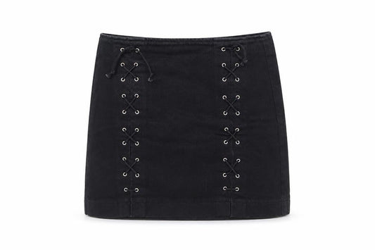 Topshop Women Black 10 Cotton Pencil Skirt