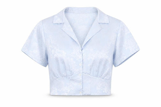 Urban Outfitters Women's Blue Floral Cropped Blouse