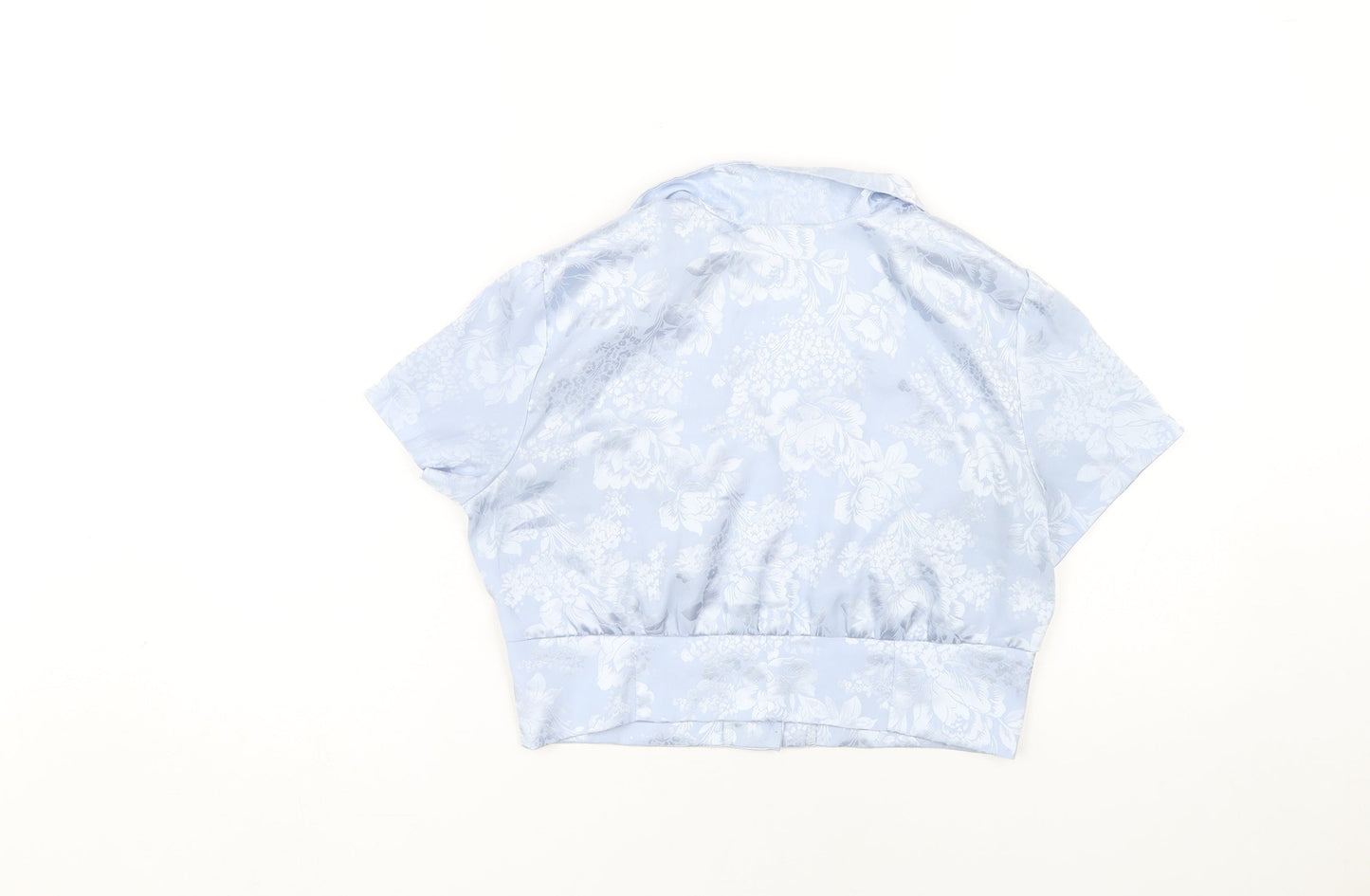 Urban Outfitters Women's Blue Floral Cropped Blouse