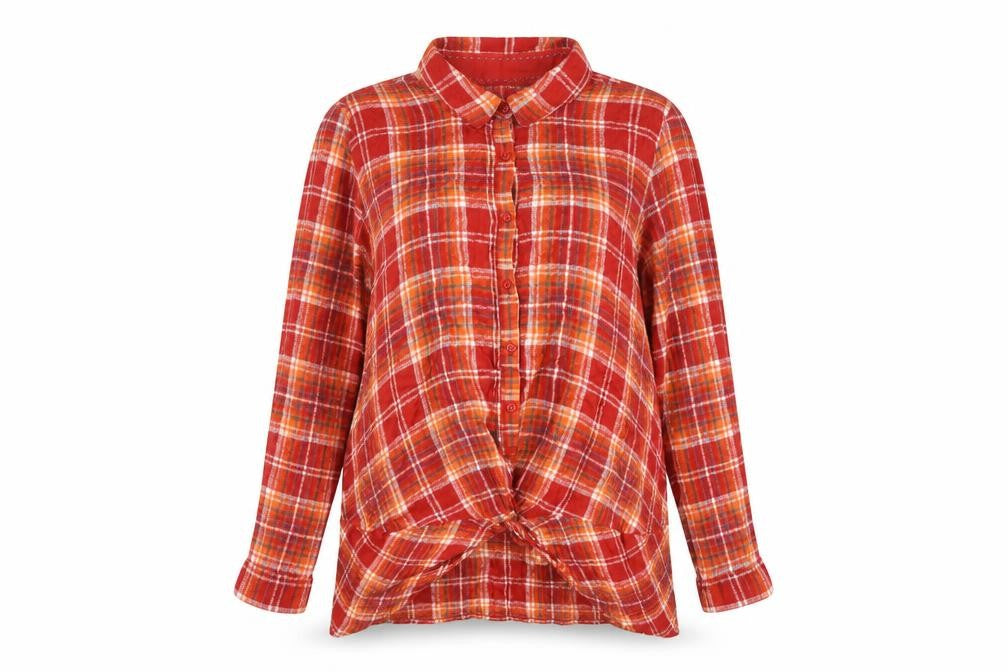 Next Women's Red Plaid Button-Up Shirt Size 12