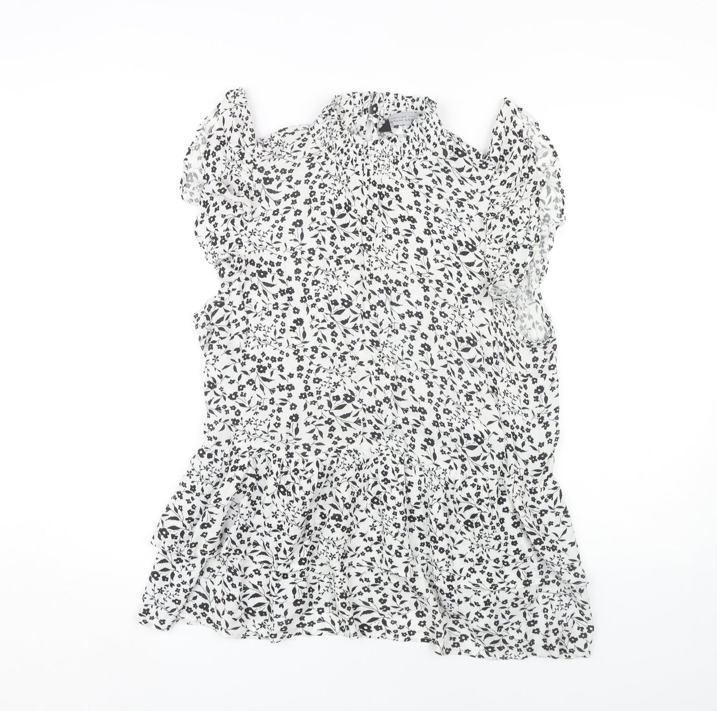 Dorothy Perkins Floral Blouse Women Size 14 Black White